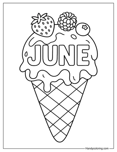 June Ice Cream Treat Coloring Page