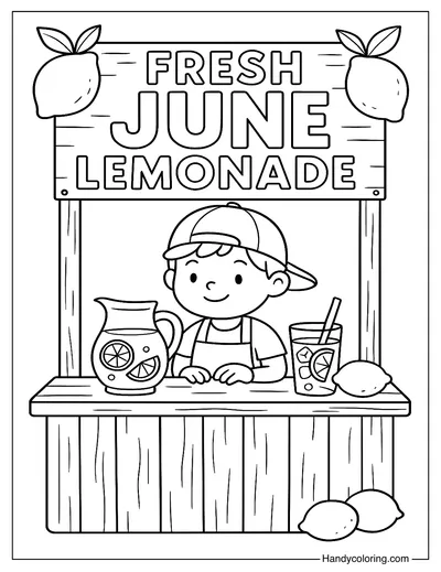 June Lemonade Stand Coloring Page