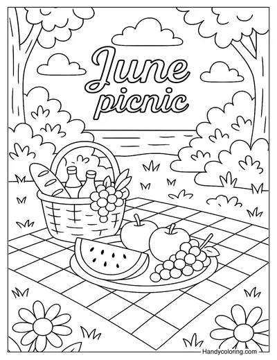 June Picnic Coloring Page