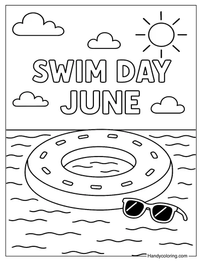 June Pool Day Coloring Page