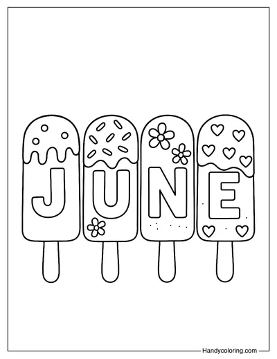 June Popsicle Fun Coloring Page
