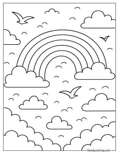 June Rainbow Sky Coloring Page