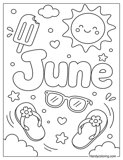 June with Floating Summer Icons