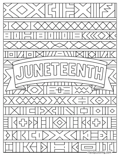 Juneteenth Banner with Traditional Patterns Coloring
