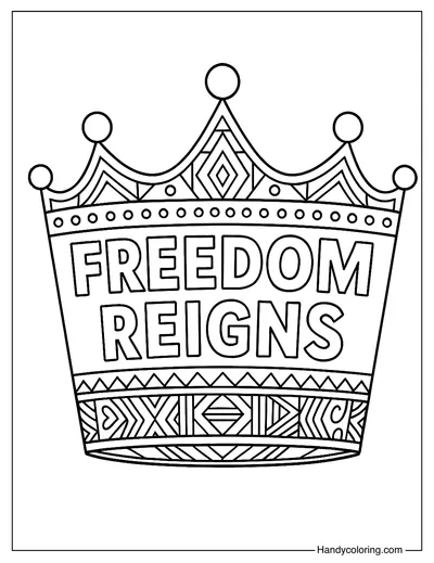 Juneteenth Crown of Freedom Coloring Page