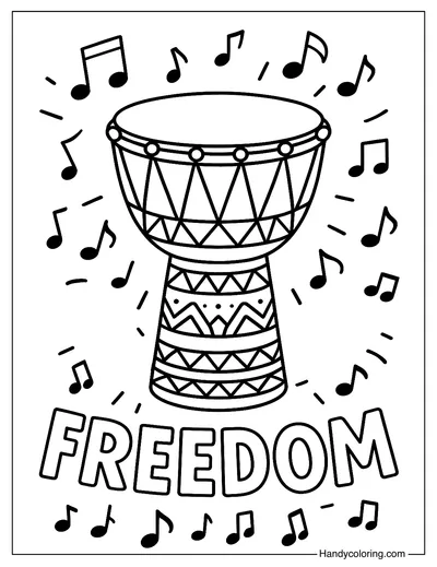 Juneteenth Drum and Rhythm Coloring Page