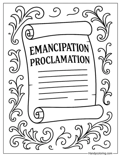 Juneteenth Emancipation Proclamation Scroll Coloring Page