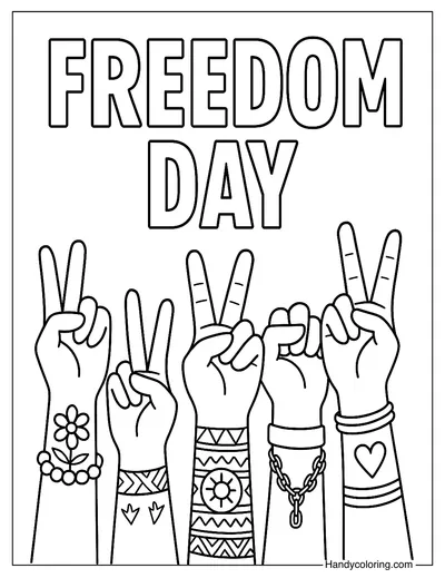 Juneteenth Hands Raised in Victory Coloring
