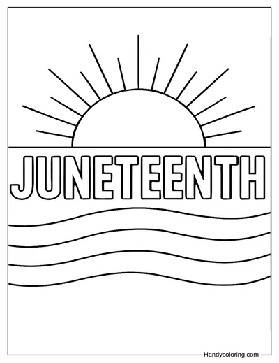 Juneteenth Rising Sun Scene Coloring Page