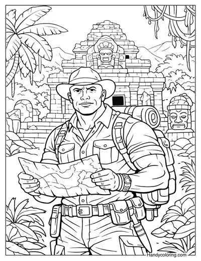 Jungle Adventure Dwayne Johnson Coloring Page