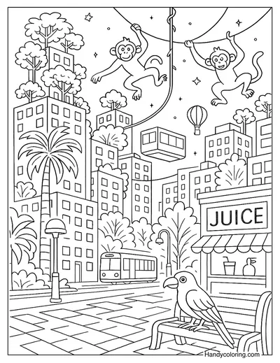 Jungle City Coloring Book