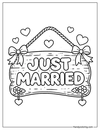 Just Married Sign Coloring Page