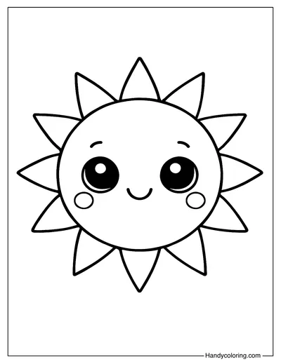 Kawaii Baby Sun Coloring Page