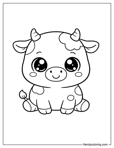 Kawaii Cow with Big Eyes