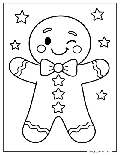 Kawaii Gingerbread Man Coloring Page