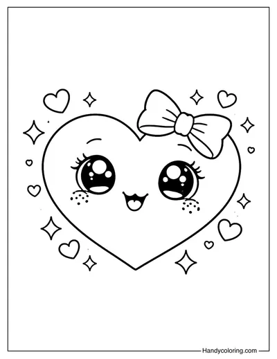 Kawaii Heart Coloring Page