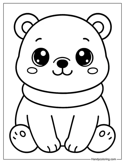 Kawaii Polar Bear Coloring Page