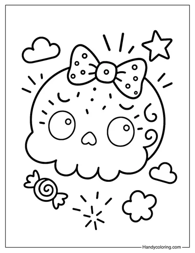 Kawaii Skull Coloring Page