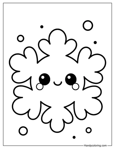 Kawaii Snowflake Coloring Page