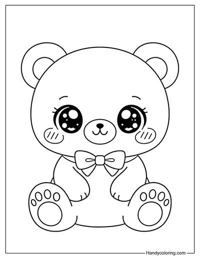Kawaii Teddy Bear Color Page