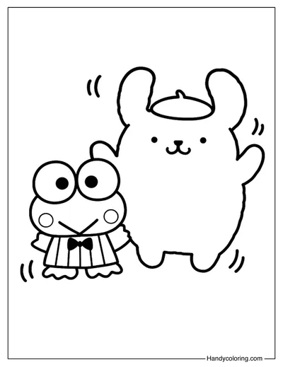Keroppi and Pompompurin Coloring Page