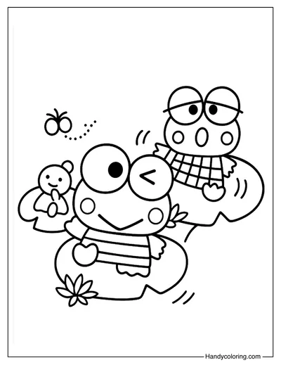 Keroppi Enjoying Nature Coloring Page