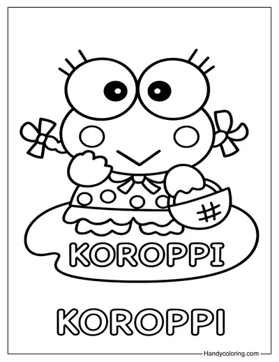 Keroppi Girl with Basket Coloring Page