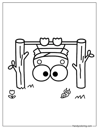 Keroppi Hanging Upside Down Coloring Page