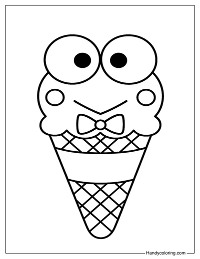 Keroppi Ice Cream Cone Coloring Page