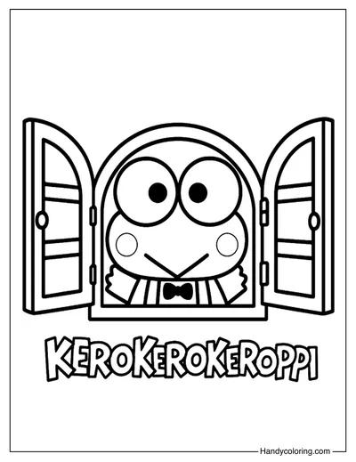 Keroppi Looking Out the Window Coloring Page