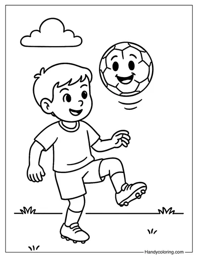 Kid Juggling The Ball Coloring Page