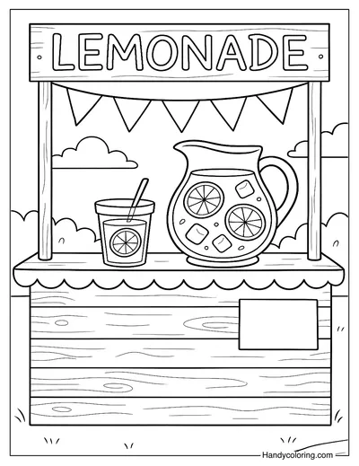 Kids Selling Lemonade Coloring Page