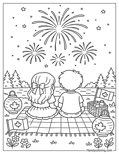 Kids Watching Canada Day Fireworks
