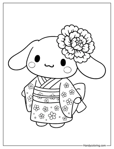 Kimono Cinnamoroll Coloring Page