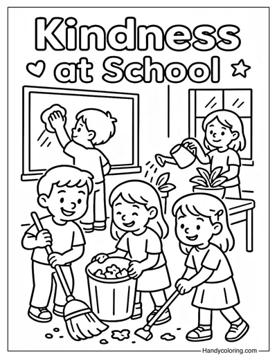 Kindness at School Coloring Page