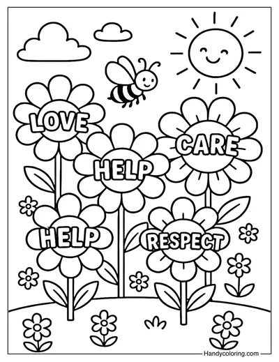 Kindness Blooms Coloring Page
