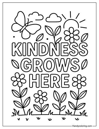 Kindness Grows Here Coloring Page