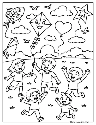 Kite Festival Fun Coloring Page