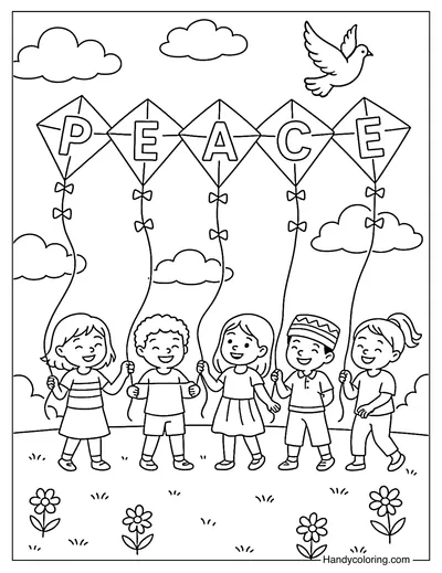 Kite of Friendship Coloring Page
