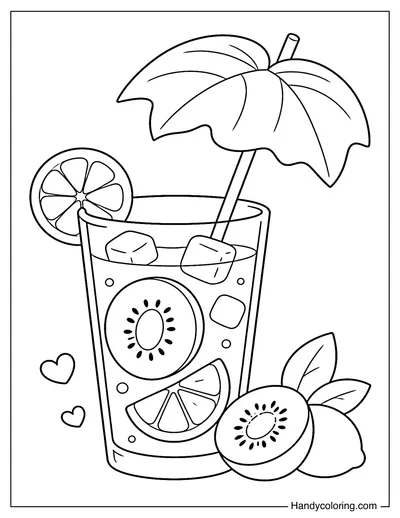 Kiwi Lemon Drink with Leaf Umbrella