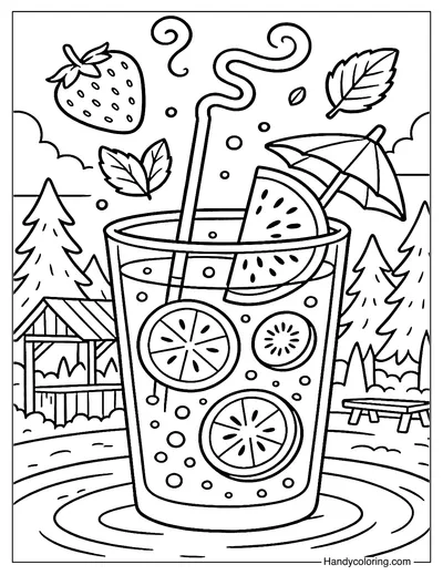 Kiwi Strawberry Fizz Coloring Page