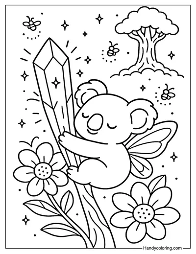 Koala Fairy Hug Coloring Page