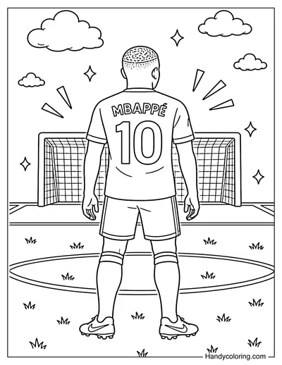 Kylian Mbappé Back View with Number 10 Jersey