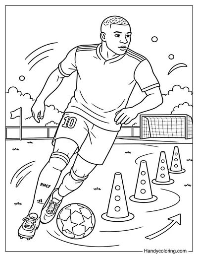 Kylian Mbappé Dribbling Past Cones