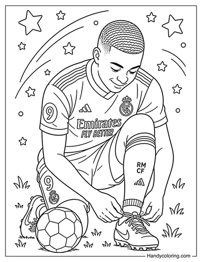 Kylian Mbappe Tying His Soccer Shoes