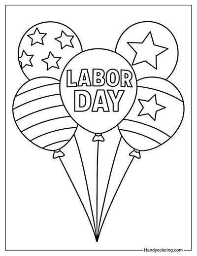 Labor Day Balloons Coloring Page