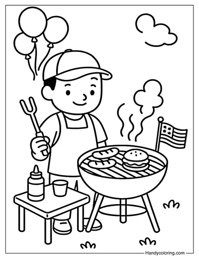 Labor Day BBQ Coloring Page