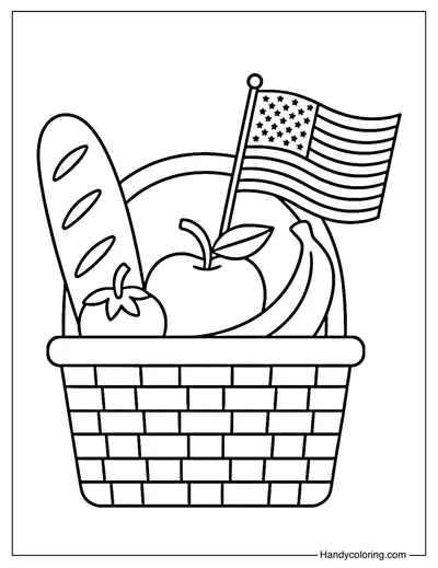 Labor Day Picnic Basket Coloring Page