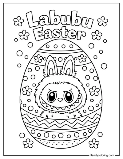 Labubu Easter Coloring Page