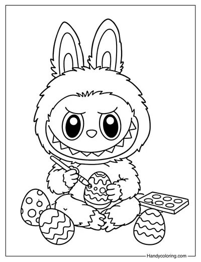 Labubu Painting Easter Eggs